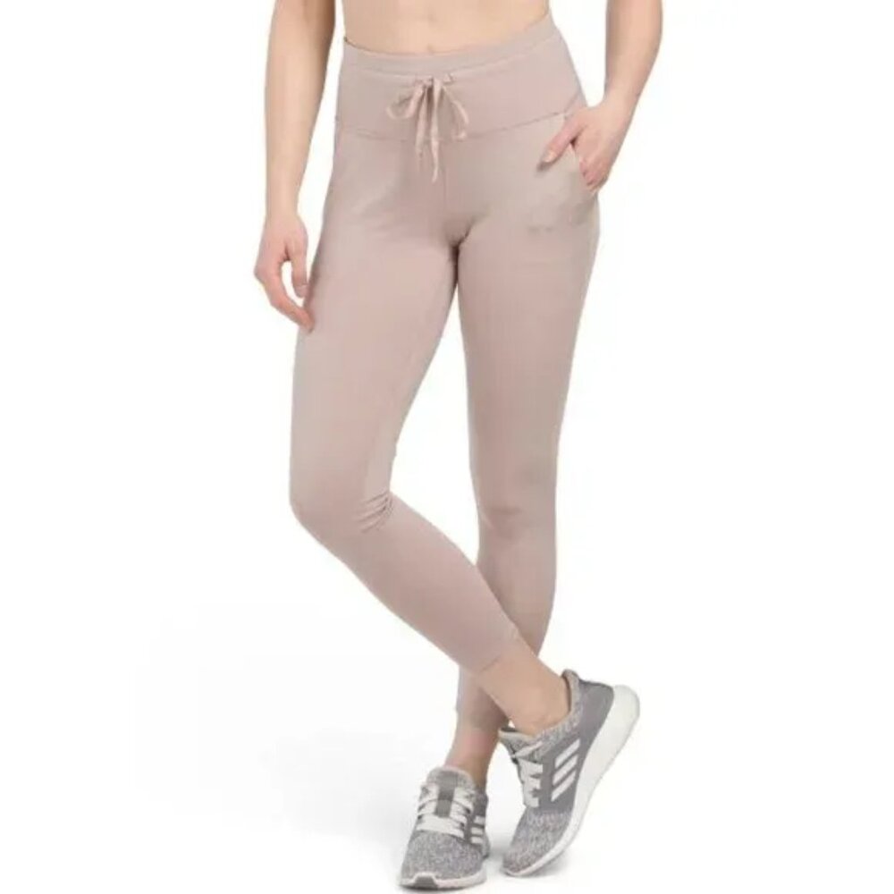 NEW Apana Leggings Multi Stella 2 Pocket Athletic Womens S Tan Beige Athleisure